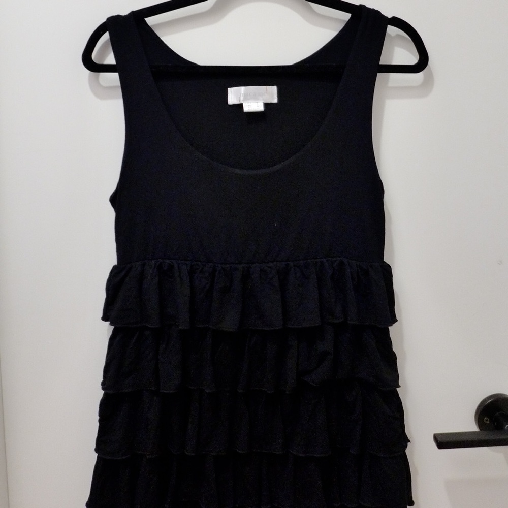 mac & jac Black Ruffled Mini Scoop Neck Dress